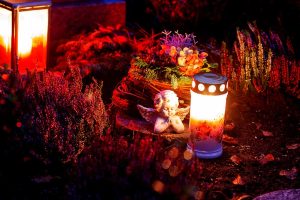 Kerzenschein auf dem Friedhof: Nordfriedhof Düsseldorf bei Nacht